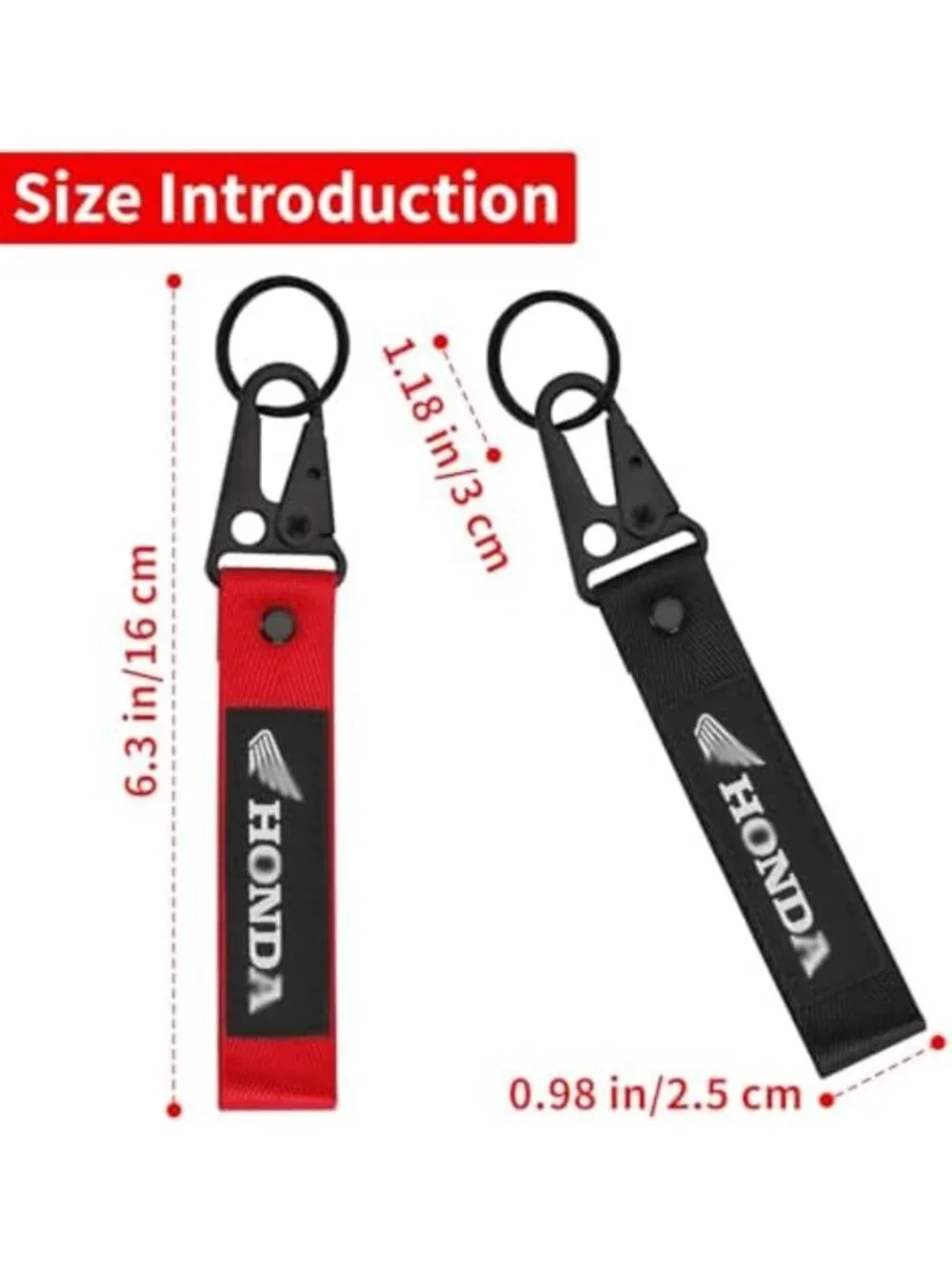 Stylish Black & Red Motorcycle Keychains - Set of 2 Fabric Key Fobs for Men